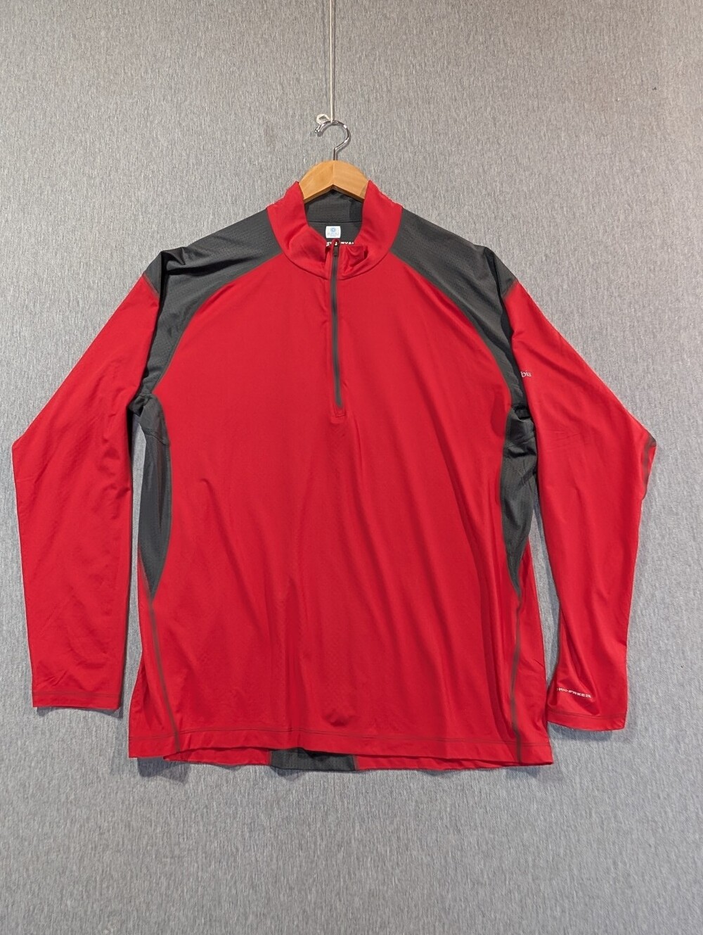 Columbia Omni-Wick Evap Pullover Men's XL Red Gray 1/4 Zip Freeze Zero
